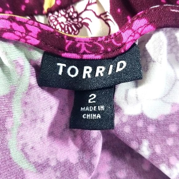 TORRID Fuschia Pink Floral Side-Draped 3/4 Sleeve Dress Size 2 (2X) #011 - Picture 7 of 10